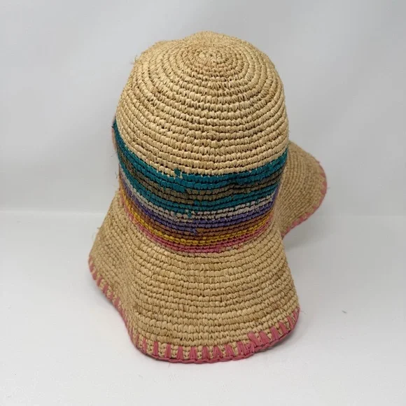 Wyeth Georgia Multicolored Stripes Floppy Straw Hat - Picture 2 of 8
